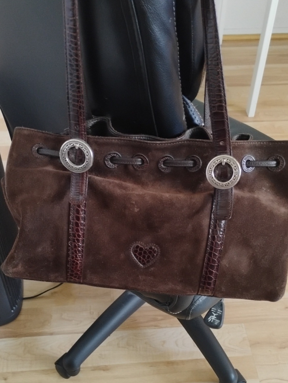 Brighton Brown  Suede Leather  Satchel Style With Drawstring Purse.